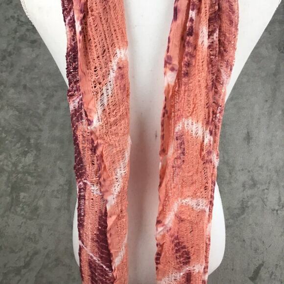 Collection 18 Women’s Rose Quartz Tie Dye Scarf Fringe Wrap 12x80 NWT - Picture 7 of 16